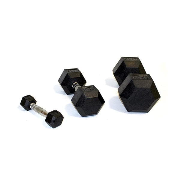 Rubber Hex Dumbbell Set ( 2.5 - 15kg ) - Fitness Health 