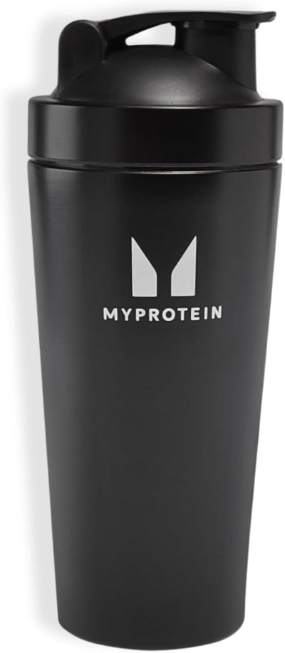 MyProtein Black Stainless Steel Protein Shaker Bottle 750ml - Gym Mixer