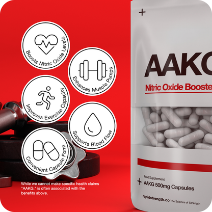 AAKG | L-Arginine | Nitric Oxide 500mg Capsules x 60 Rapid Strength