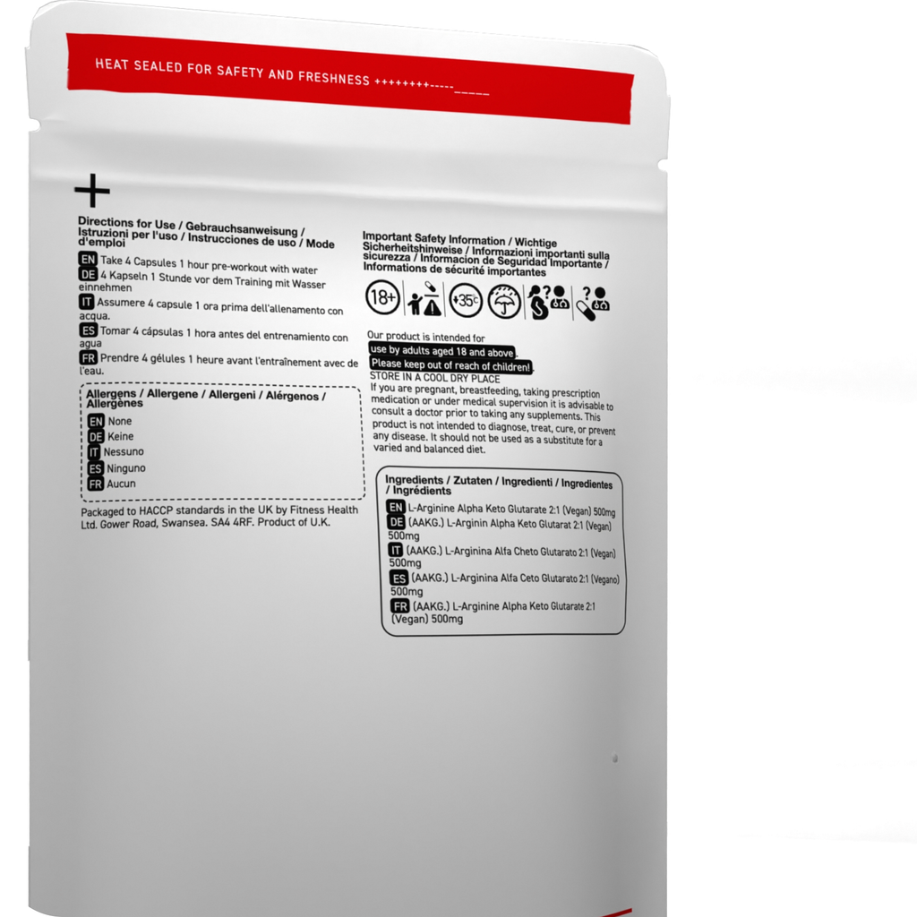AAKG | L-Arginine | Nitric Oxide 500mg Capsules x 60 Rapid Strength