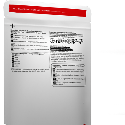 AAKG | L-Arginine | Nitric Oxide 500mg Capsules x 60 Rapid Strength