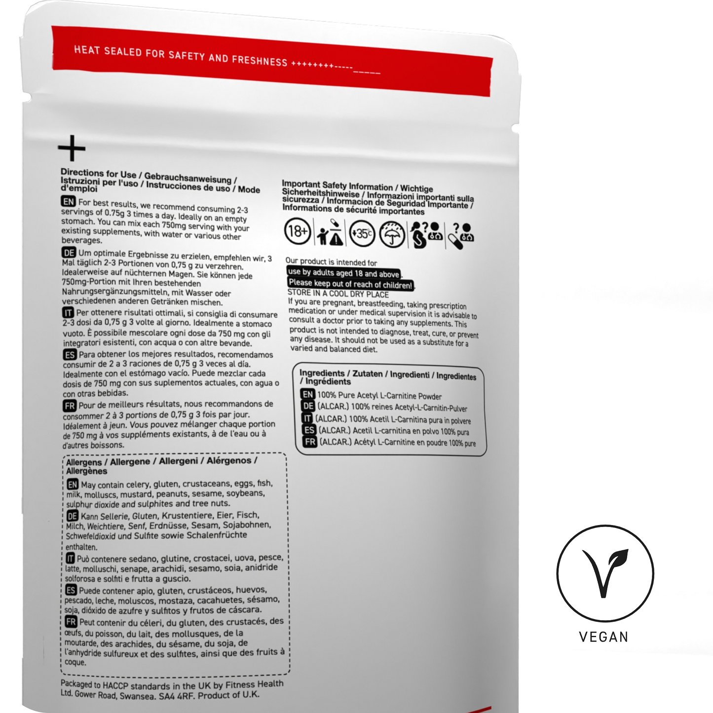 Acetyl L Carnitine Powder 100g - Pure Powder