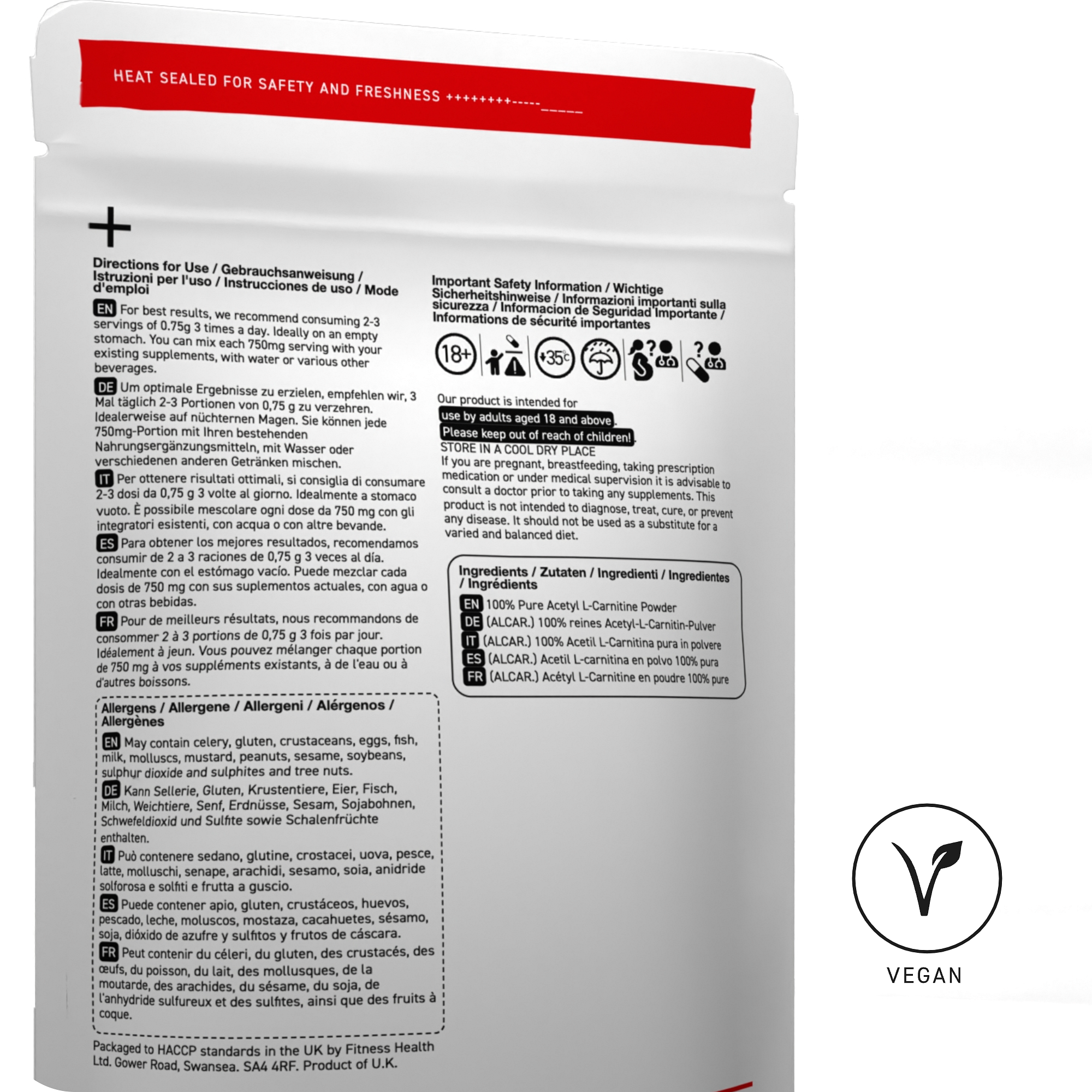 Acetyl L Carnitine Powder 100g - Pure Powder