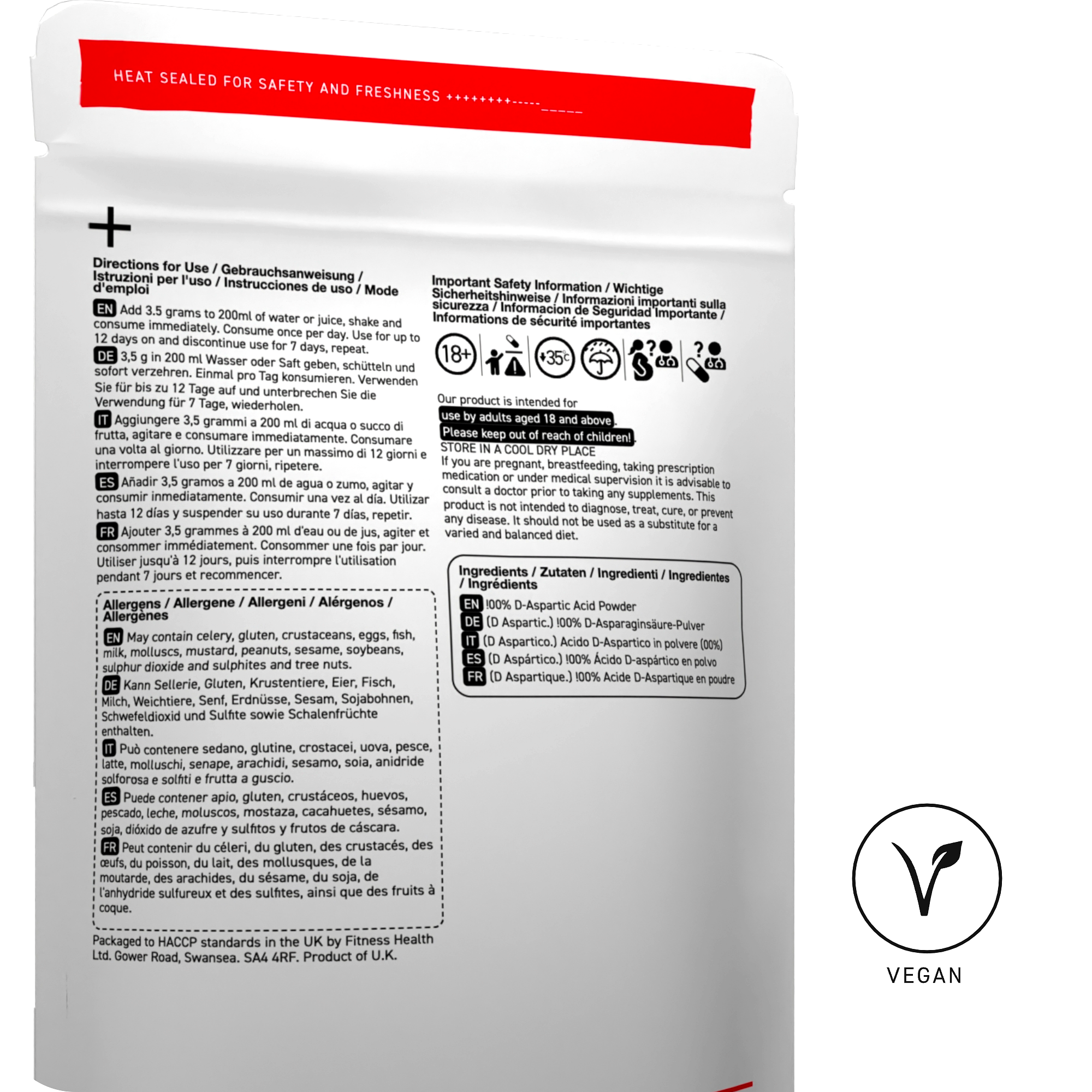 D Aspartic Acid Powder 50g - Pure Powder