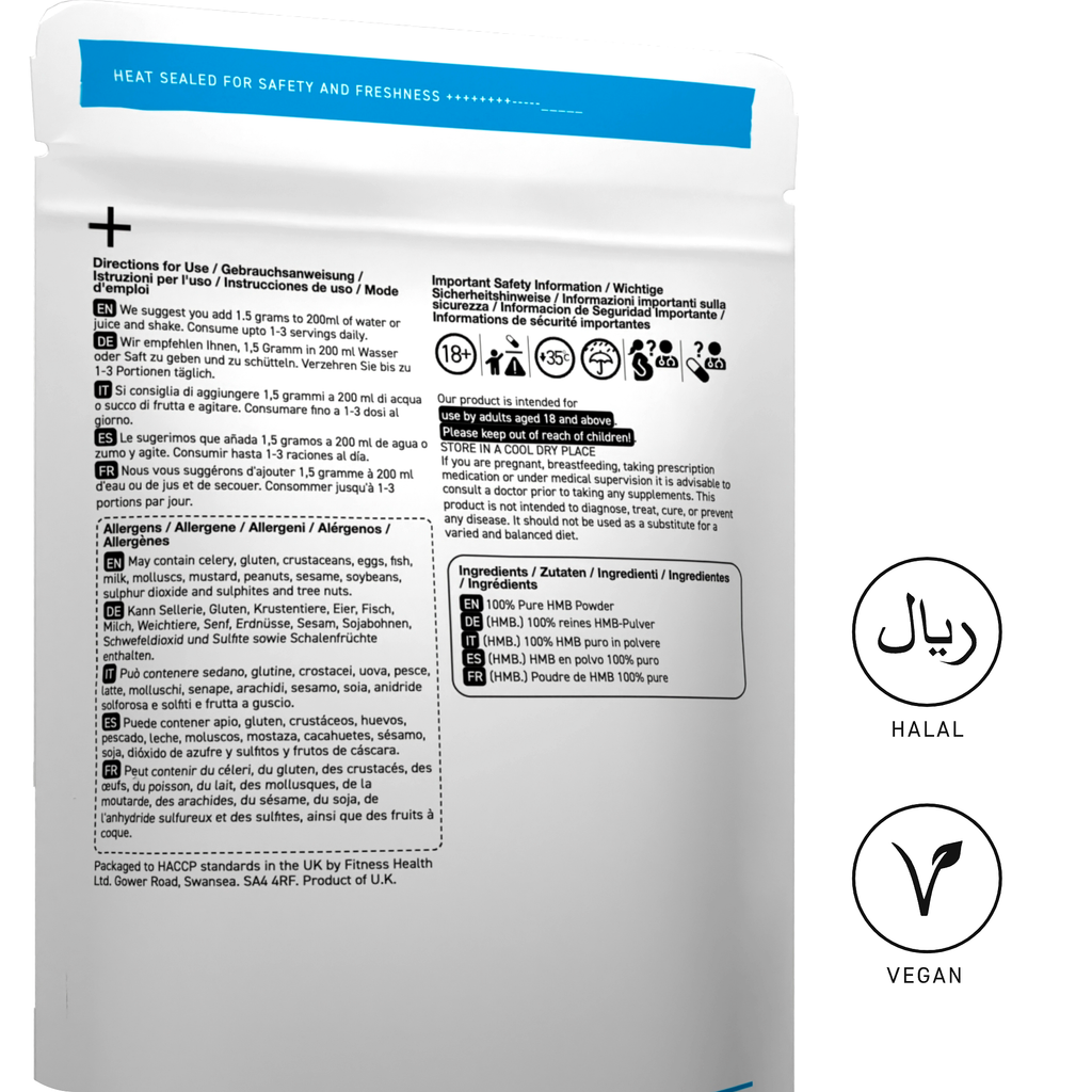 HMB Pure Powder 50g - Natural Cutting Bodybuilding Supplement by Rapid Strength