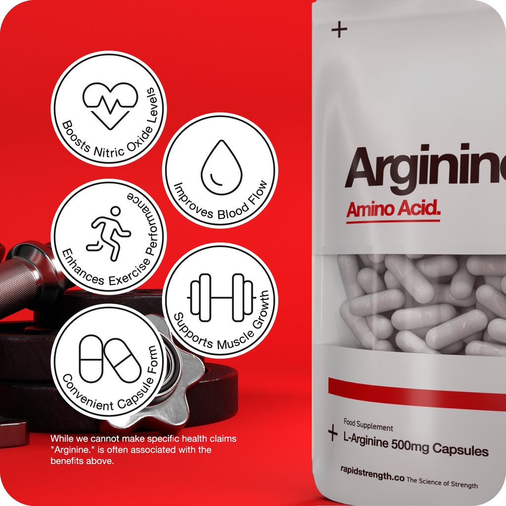 L Arginine | AAKG | Nitric Oxide 500mg Capsules x 60 Rapid Strength