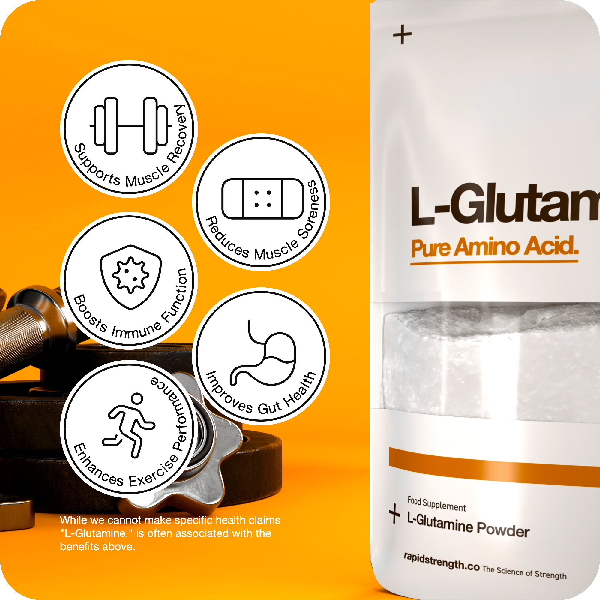 L Glutamine Powder 100g - Post Workout Muscle Recovery Natural Powder
