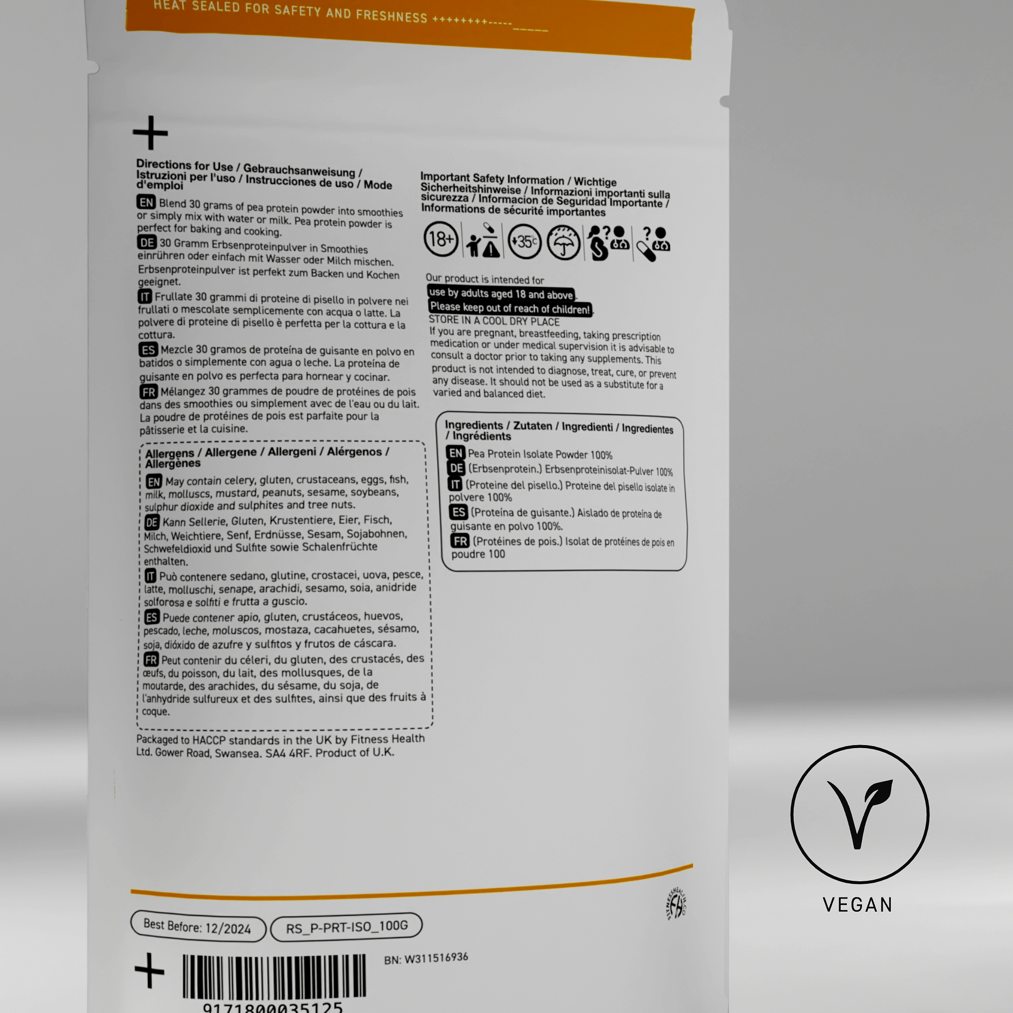 Pea Protein Isolate Powder 100g - Rapid Strength
