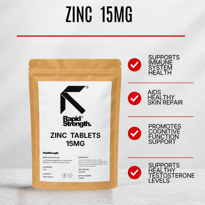Zinc Citrate 15mg Tablets 500 / 1000 Bulk Wholesale Pack Immune Support Vegan UK