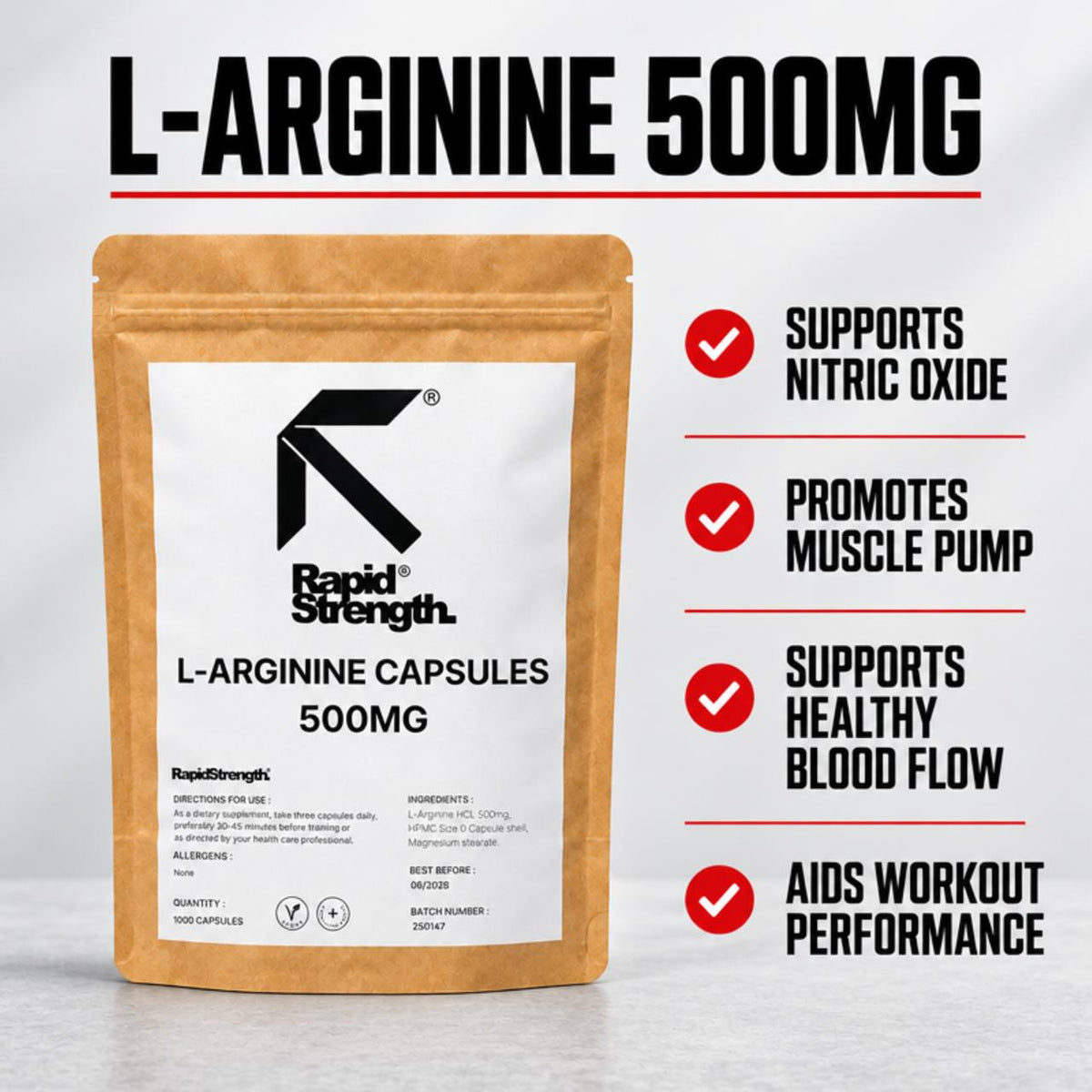 L-Arginine 500mg AAKG Muscle Growth Nitric Oxide Amino Acid 500 / 1000 Capsules WHOLESALE