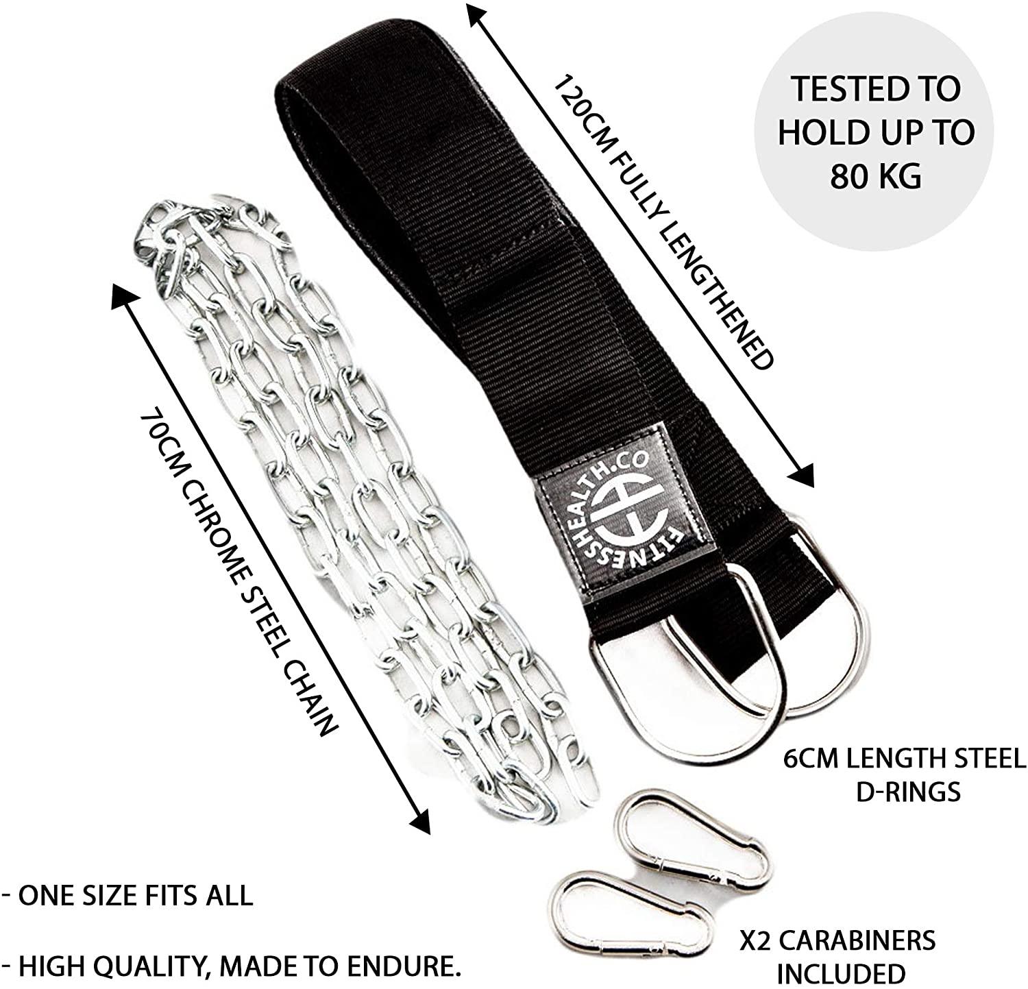 FH Dipping Belt Body Building Weight Dip Lifting Chain Neoprene Training Dip - Fitness Health 