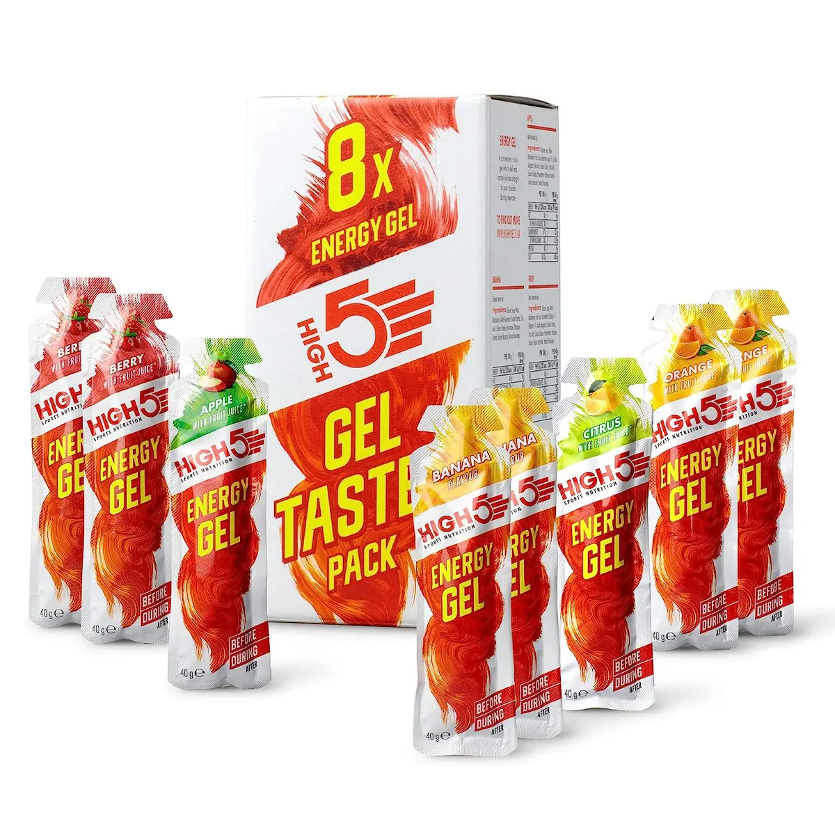 HIGH5 Gel Taster Pack 8x40g Mixed Flavours - Energy Gel Sample Pack