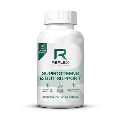 Reflex Nutrition Supergreens & Gut Support – 90 Veg Caps (BBD 30/11/25)