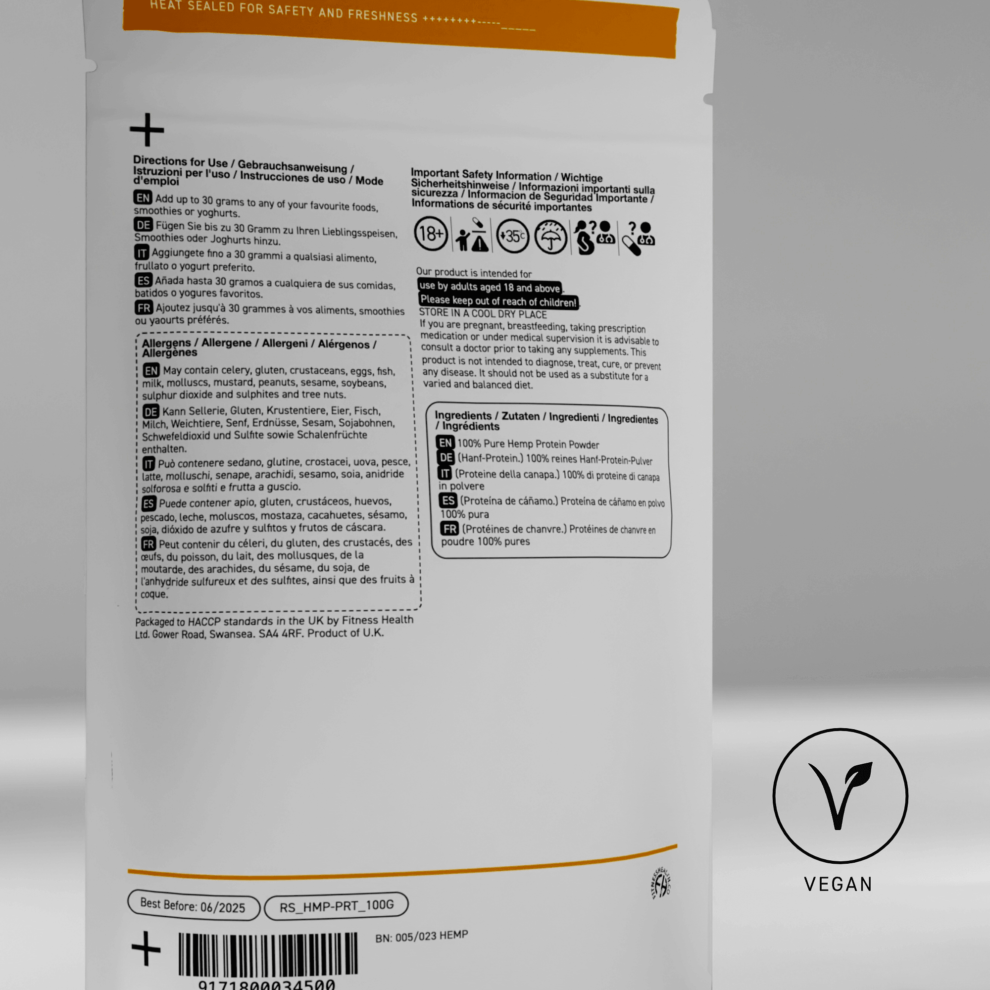 Raw Hemp Protein Powder 100g - Fitness Health