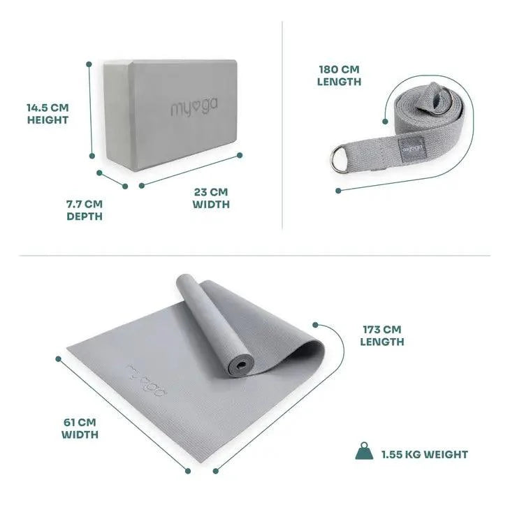 Yoga Starter Kit Grey - Fitness Health 